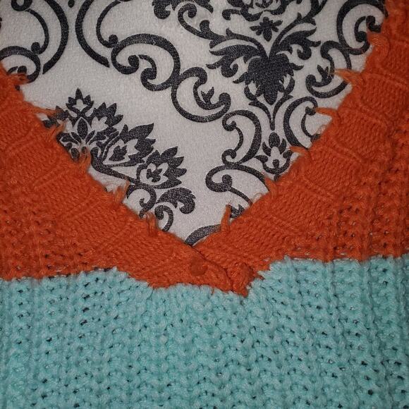 143 story large cozy striped knit sweater with fringe - Picture 9 of 11